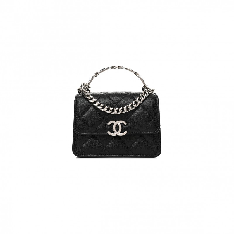 CHANEL CAVIAR QUILTED PICK ME UP CLUTCH WITH CHAIN BLACK (13*9.5*6cm) 