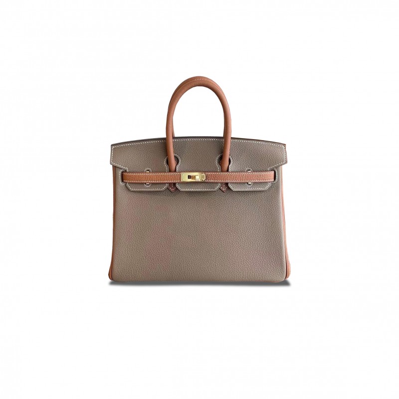 HERMES MASTER BIRKIN 35 OUT DOOR LEATHER ELEPHANT GRAY GOLDEN BROWN 9768963 (25*20*13cm)