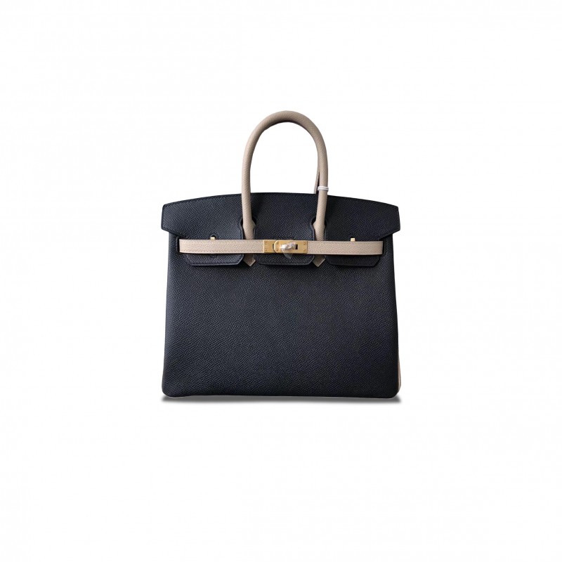 HERMÈS MASTER BIRKIN 25 CLEMENS LEATHER MIDNIGHT BLUE BUTT GRAY 23062729 (25*20*13cm)