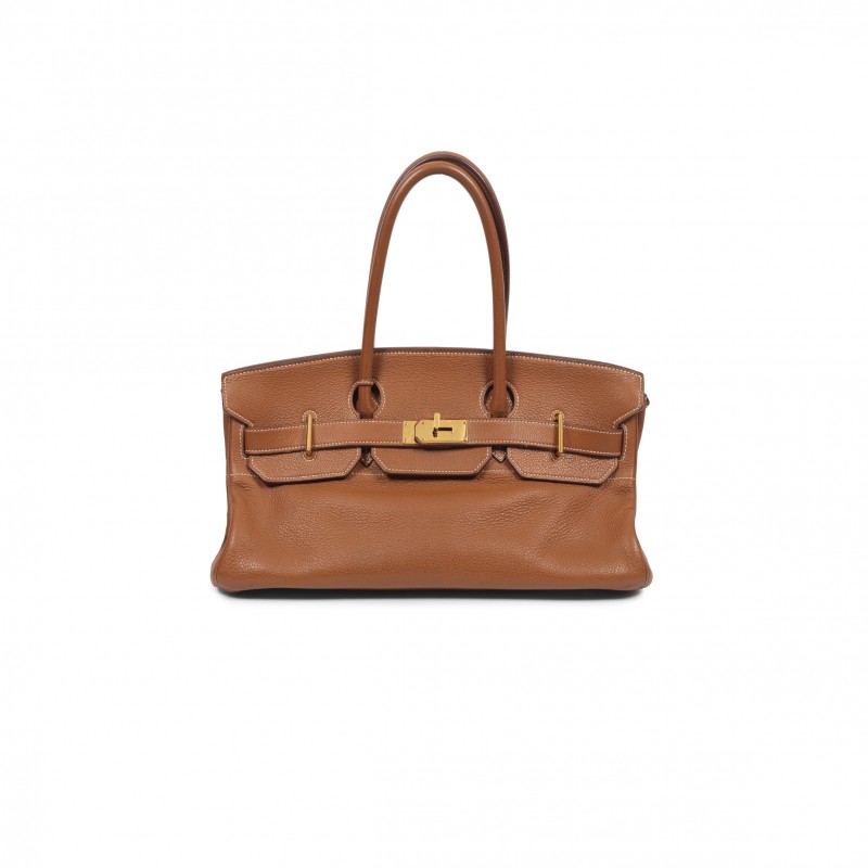 HERMES MASTER SHOULDER BIRKIN 42 TOGO GOLDEN BROWN LEATHER GOLD BUCKLE BAG 116571 (42*21*16cm)