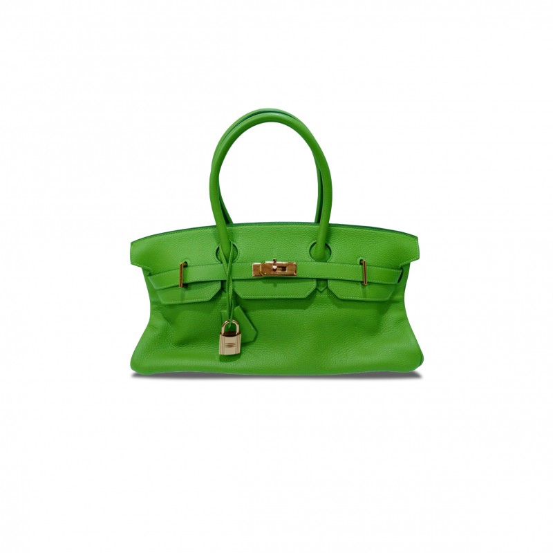 HERMES MASTER SHOULDER BIRKIN 42 TOGO LEATHER BAMBOO GREEN GOLD BUCKLE BAG 78603232 (42*21*16cm)