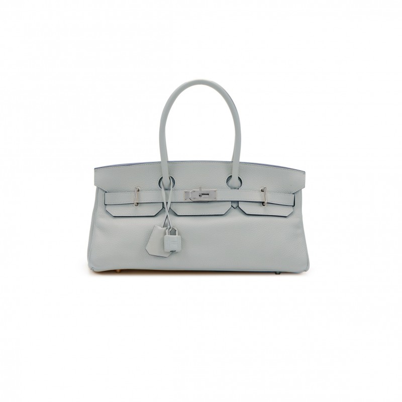 HERMES SHOULDER BIRKIN 42 PEARL GREY SILVER BUCKLE BAG 78603232 (42*21*16cm)