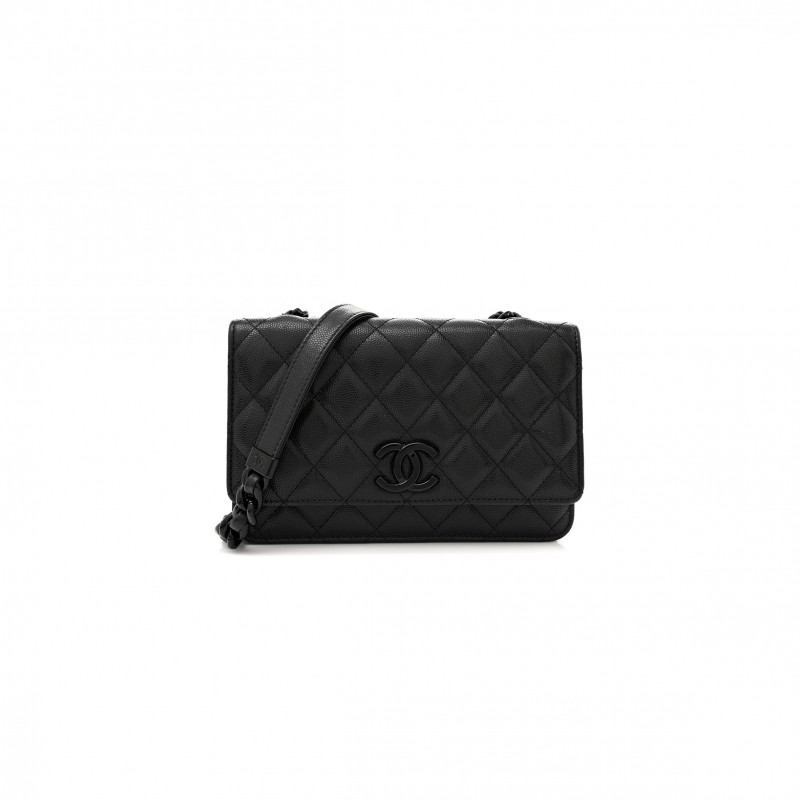 CHANEL CAVIAR QUILTED MY EVERYTHING WALLET ON CHAIN WOC BLACK A81059 (19*12*4cm)