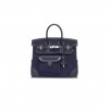 HERMES MASTER BIRKIN 25 NAVY BLUE CANVAS SILVER BUCKLE UNISEX BAG MSBK3418810 (25*20*13cm)