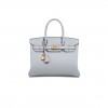 HERMES MASTER BIRKIN 30 TOGO LEATHER PLATINUM BAG GLACIER BLUE GOLD BUCKLE 2325 (30*20*13cm)