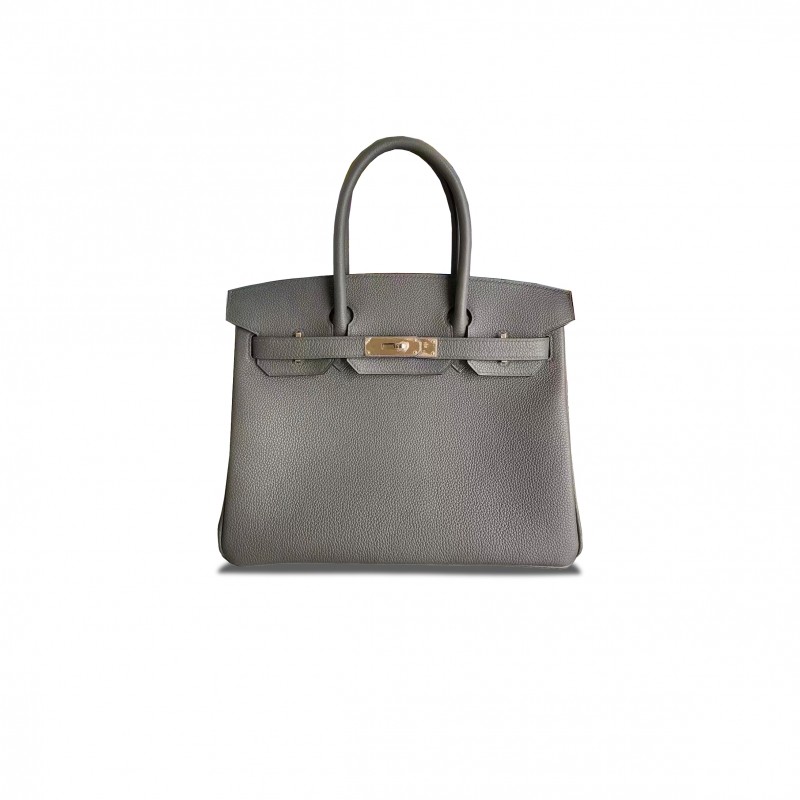 HERMES BIRKIN 30 TOGO LEATHER CUMULONIMBUS GRAY GOLD BUCKLE BAG 25062355 (30*20*13cm)