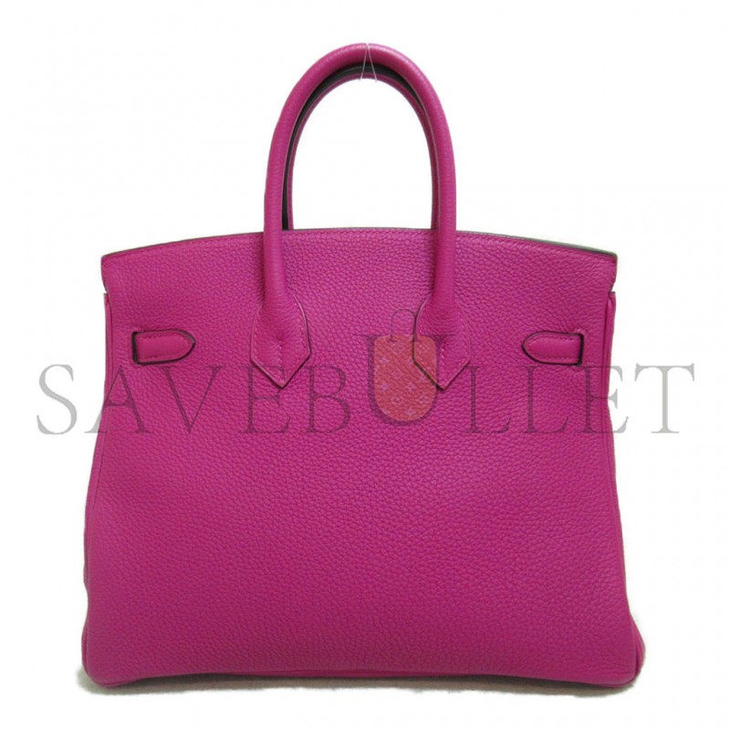 HERMES BIRKIN 30 TOGO LEATHER MAGNOLIA PINK SILVER BUCKLE BAG 2101217510769 (30*20*13cm)