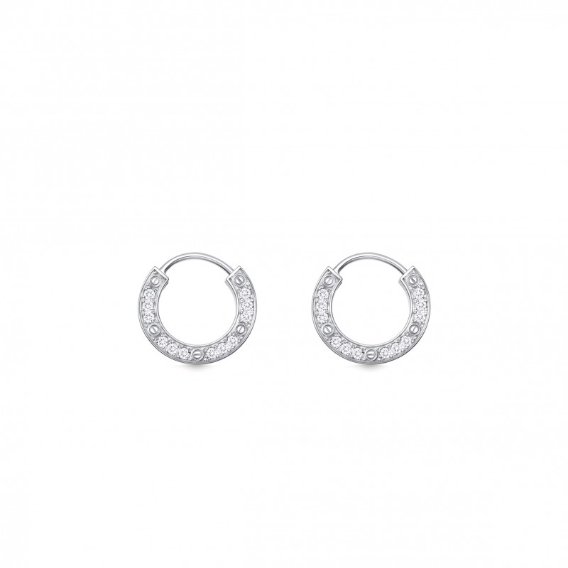 CARTIER LOVE 18K WHITE GOLD, DIAMOND EARRING, PAVED WITH DIAMONDS B8301424