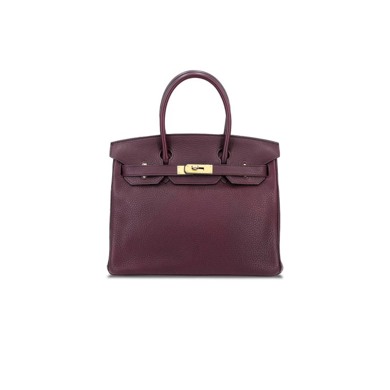HERMÈS MASTER BIRKIN 30 TOGO LEATHER BURGUNDY GOLD BUCKLE BAG 8575895581 (30*22*15cm)