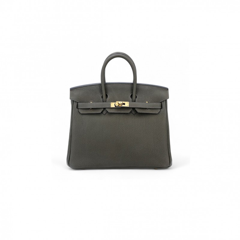 HERMÈS MASTER BIRKIN 25 TOGO LEATHER PEWTER GREY GOLD BUCKLE BAG H028369CC8F (25*20*13cm)