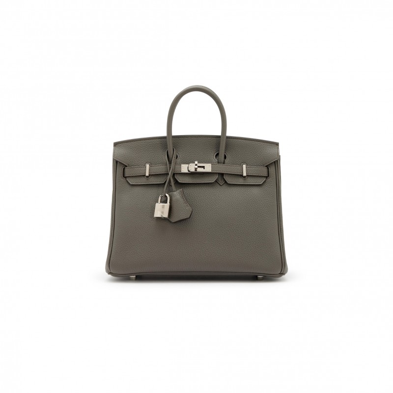 HERMES MASTER BIRKIN 25 TOGO LEATHER PEWTER GREY SILVER BUCKLE BAG BK258FTGSS (25*20*13cm)