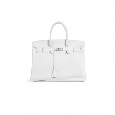 HERMÈS MASTER BIRKIN 35 TOGO LEATHER WHITE SILVER BUCKLE BAG H028369CK01 (35*28*18cm)