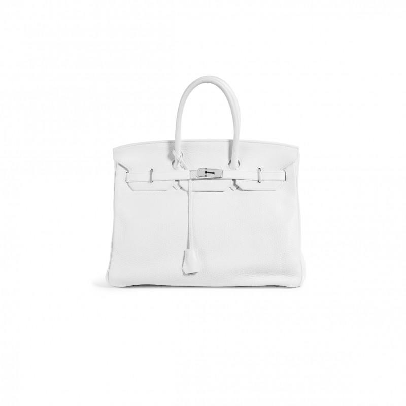 HERMÈS MASTER BIRKIN 35 TOGO LEATHER WHITE SILVER BUCKLE BAG H028369CK01 (35*28*18cm)