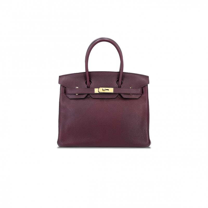 HERMÈS BIRKIN 30 TOGO LEATHER BURGUNDY GOLD BUCKLE BAG 8575895581 (30*22*15cm)