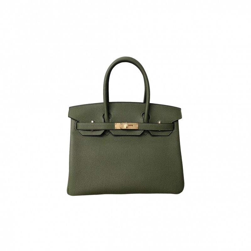 HERMES BIRKIN 35 TOGO LEATHER AVOCADO GREEN GOLD BUCKLE BAG H028369CCV6 (35*28*18cm)