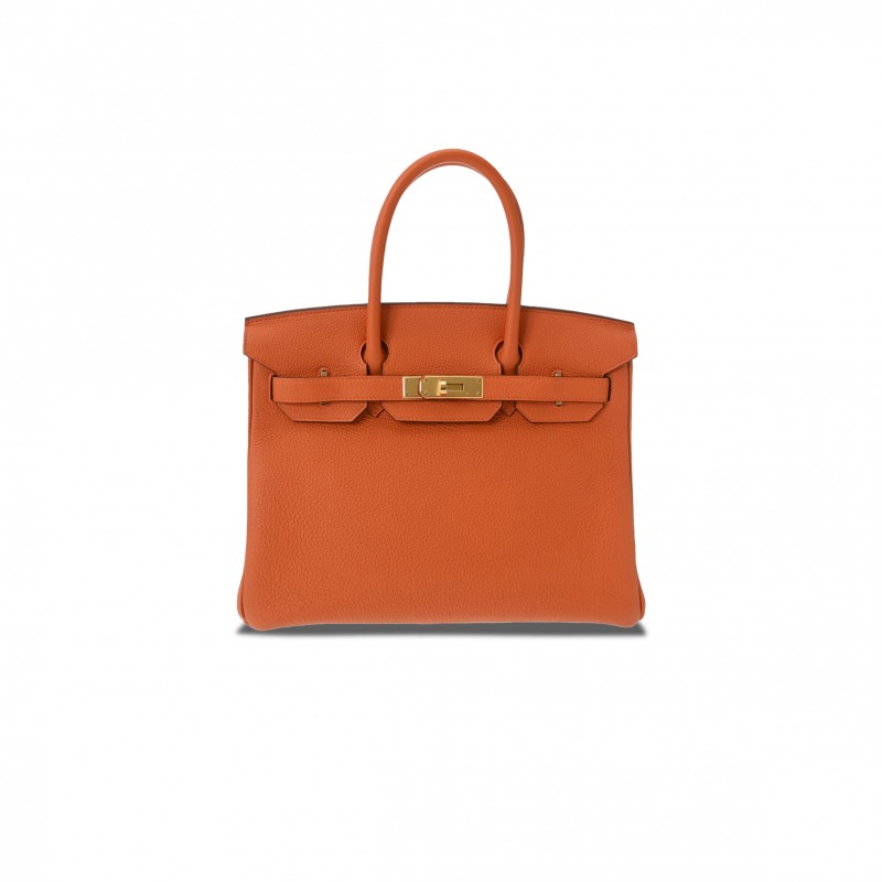 HERMES MASTER BIRKIN 30 TOGO LEATHER ORANGE GOLD BUCKLE BAG H028369CC83 (35*28*18cm)