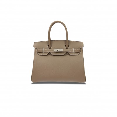 HERMES MASTER BIRKIN 30 TOGO LEATHER ELEPHANT GREY SILVER BUCKLE BAG BK3018EPSS (30*22*16cm)