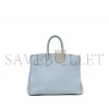 HERMÈS MASTER BIRKIN 35 TOGO LEATHER LINEN BLUE SILVER BUCKLE BK35J7TGSS (35*28*18cm)