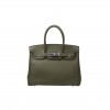 HERMES BIRKIN 25 TOGO LEATHER OLIVE GREEN SILVER BUCKLE H028369CK61 (25*20*13cm)