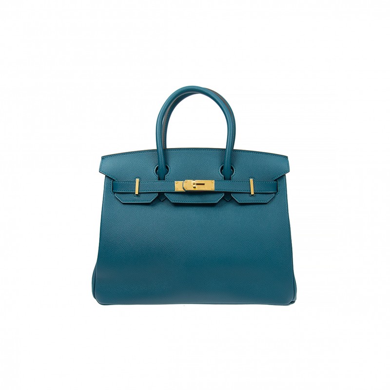 HERMES BIRKIN 30 TOGO LEATHER NORTHERN BLUE GOLD BUCKLE BAG H028369CCP3 (30*23*15cm)