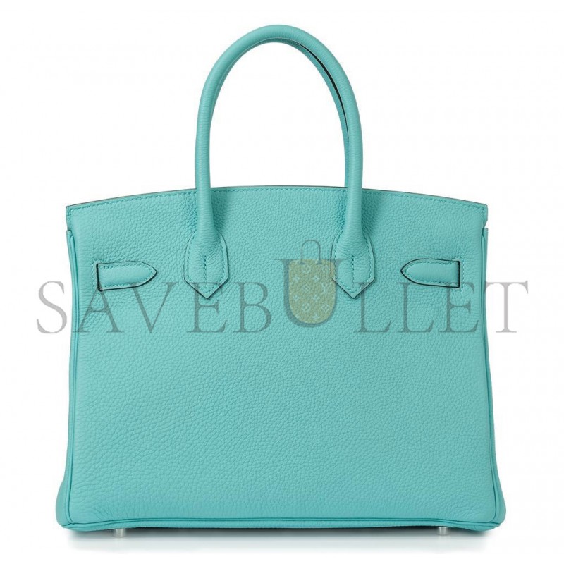 HERMÈS BIRKIN 30 TOGO LEATHER MACARON BLUE SILVER BUCKLE BAG BK353PTGSS (30*23*15cm)