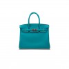 HERMES BIRKIN 30 TOGO LEATHER DENIM BLUE SILVER BUCKLE H028369CK7V (30*23*15cm)