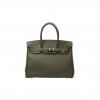 HERMES BIRKIN 30 TOGO LEATHER SAGE GREEN SILVER BUCKLE BK3061TGSS (30*23*15cm)