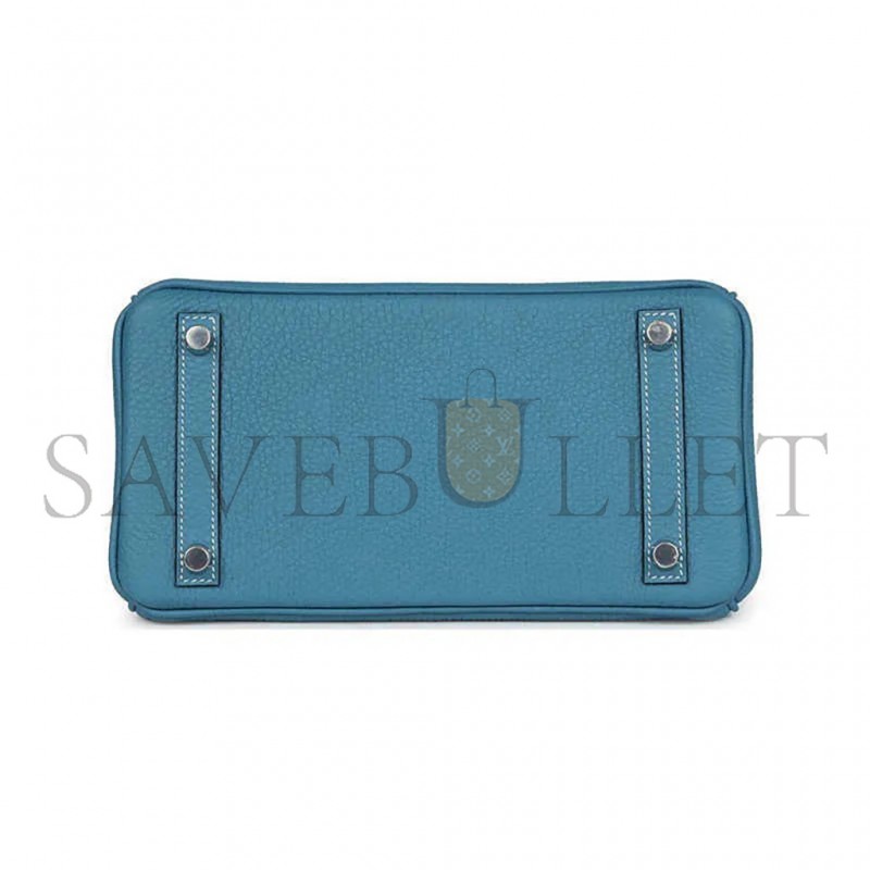 HERMÈS BIRKIN 30 TOGO LEATHER DUCK BLUE SILVER BUCKLE 1015671846 (30*23*15cm)