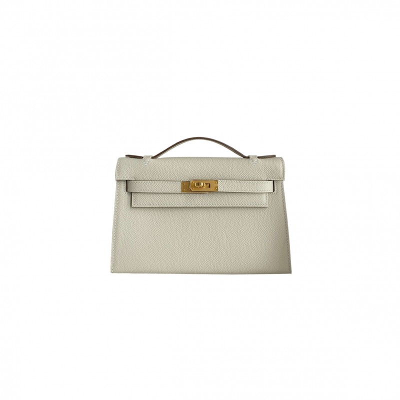 HERMES KELLY POCHETTE BAG IN CRAIE EPSOM 22 (22*14*7cm) 