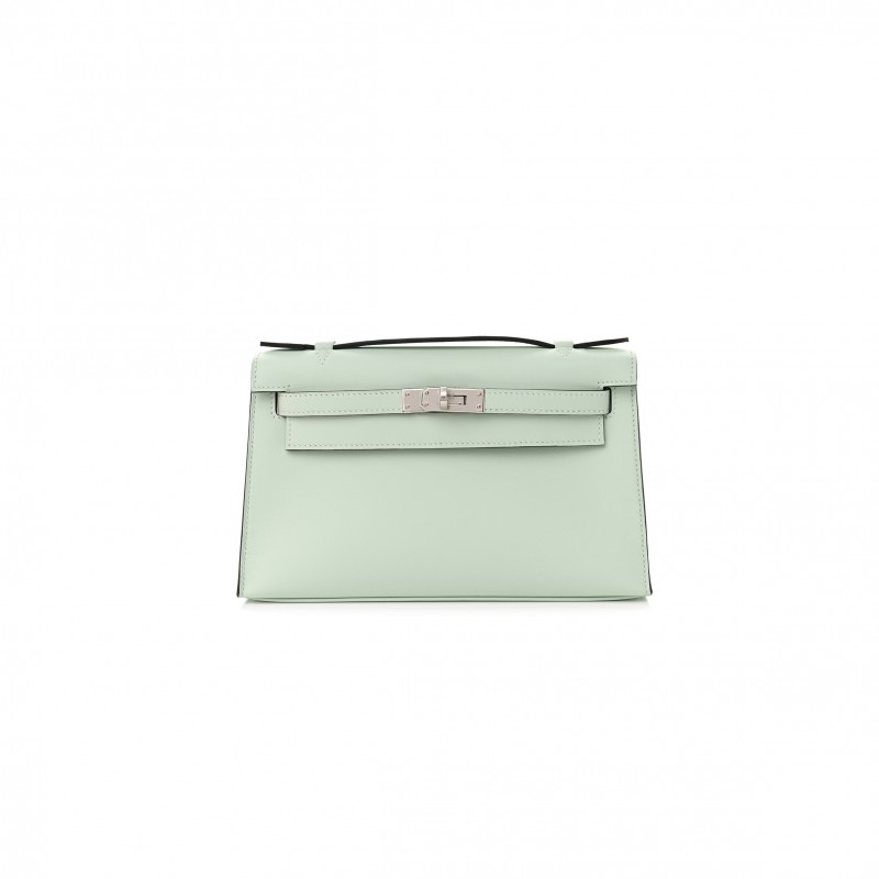 HERMES SWIFT KELLY POCHETTE CLUTCH VERT PEPPERMINT (22*14*7cm) 