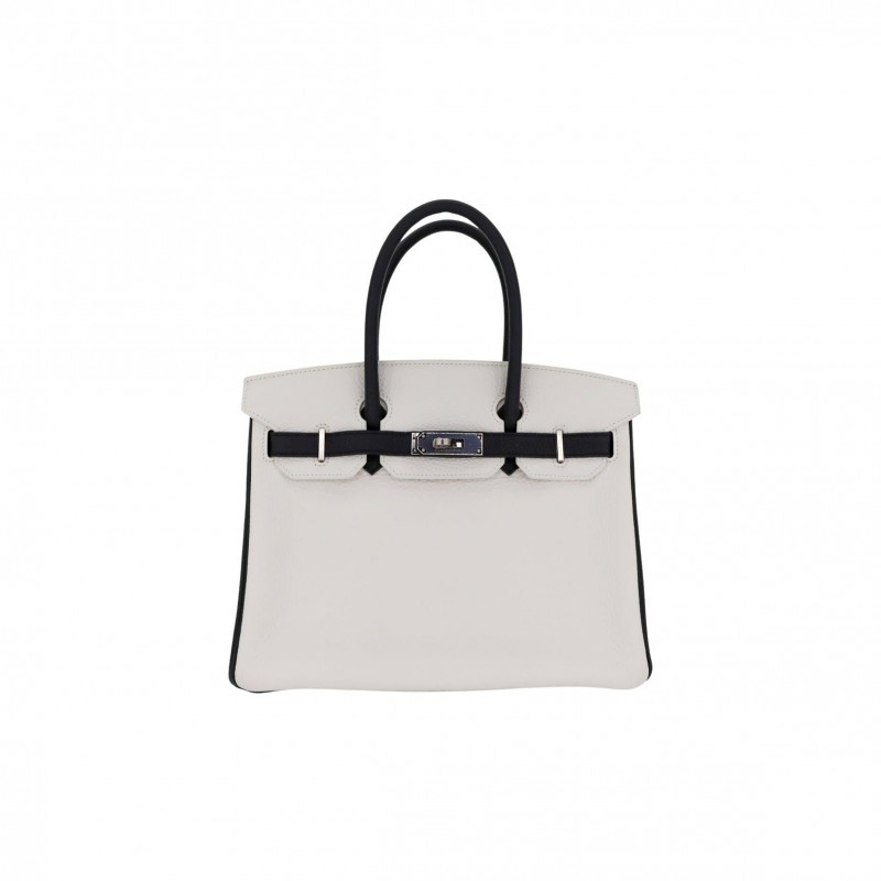 HERMES MASTER BIRKIN 30 TOGO LEATHER MILKSHAKE WHITE SILVER BUCKLE BAG 2632222857052 (30*23*15cm)