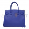 HERMES BIRKIN 30 TOGO LEATHER ROYAL BLUE LINING ROSE RED SILVER BUCKLE BK307TEPSS (30*23*15cm)