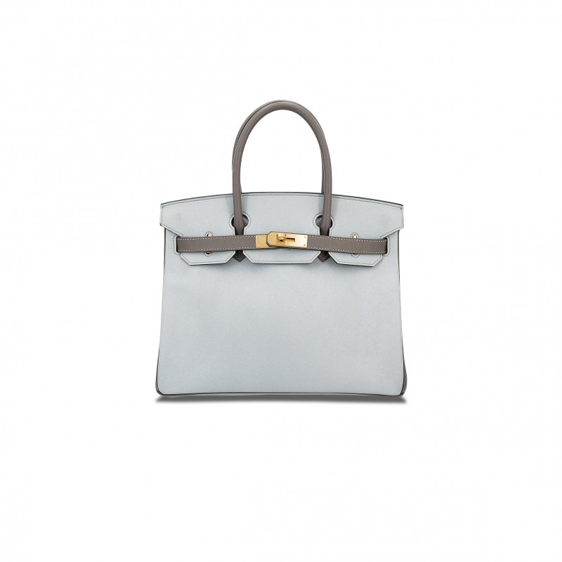 HERMÈS BIRKIN 25 PEARL GREY GOATSKIN WITH ELEPHANT GREY GOLD BUCKLE 3643937200 (25*20*13cm)