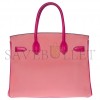 HERMES BIRKIN 30 TOGO LEATHER CHERRY PINK AND PEACH HORSESHOE ENGRAVED GOLD BUCKLE HANDBAG 101220 (30*23*15cm)