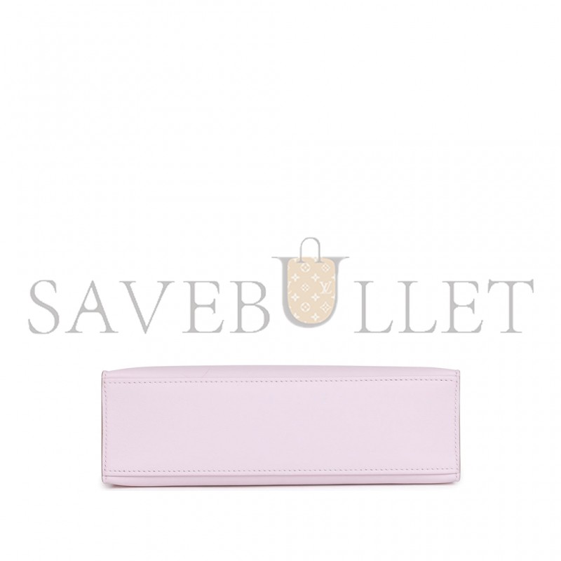 HERMES MASTER KELLY POCHETTE MAUVE PALE SWIFT PALLADIUM HARDWARE (22*14*7cm) 