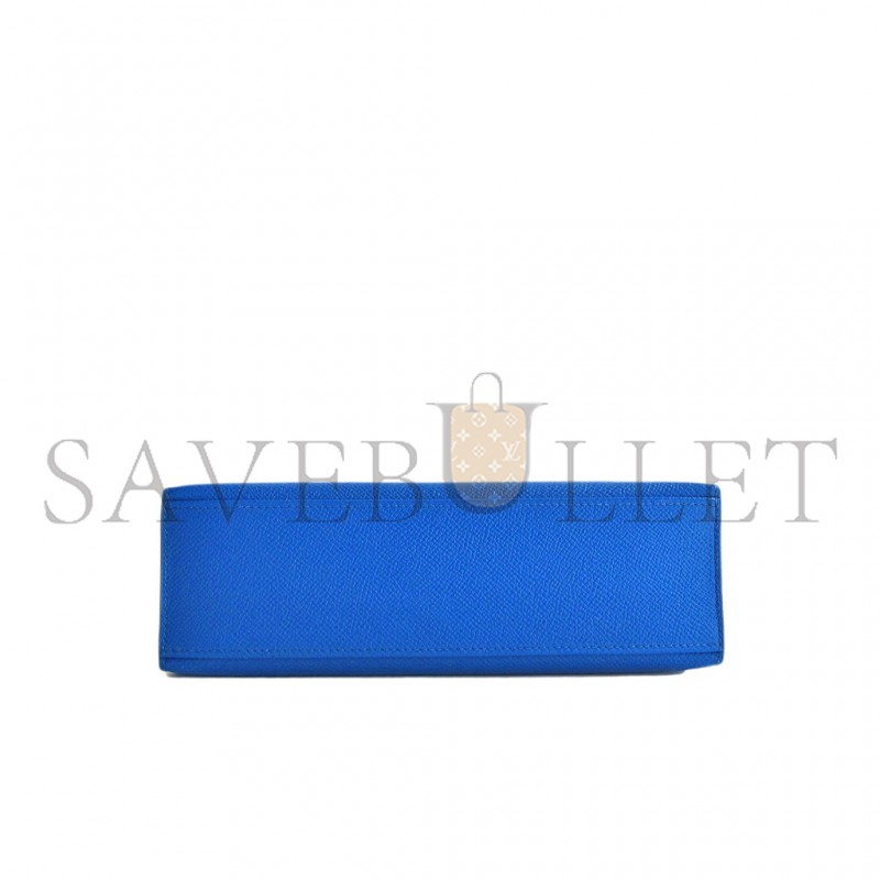 HERMES BLUE IZMIR GOLD KELLY POCHETTE EPSOM GHW CLUTCH CUT BAG (22*14*7cm) 