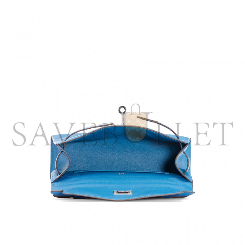 HERMES A MYKONOS SWIFT LEATHER KELLY POCHETTE WITH PALLADIUM HARDWARE (22*14*7cm) 
