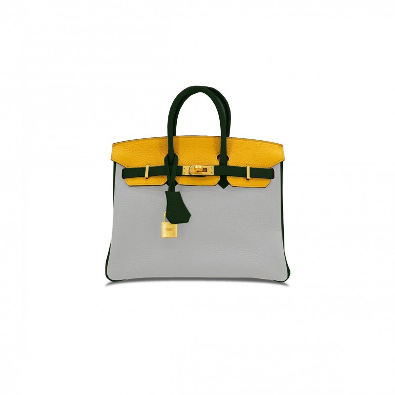 HERMES MASTER BIRKIN 40 TOGO LEATHER HANDBAG PEARL GRAYOLIVE GREEN GOLD BUCKLE 27194131 (40*36*26cm)