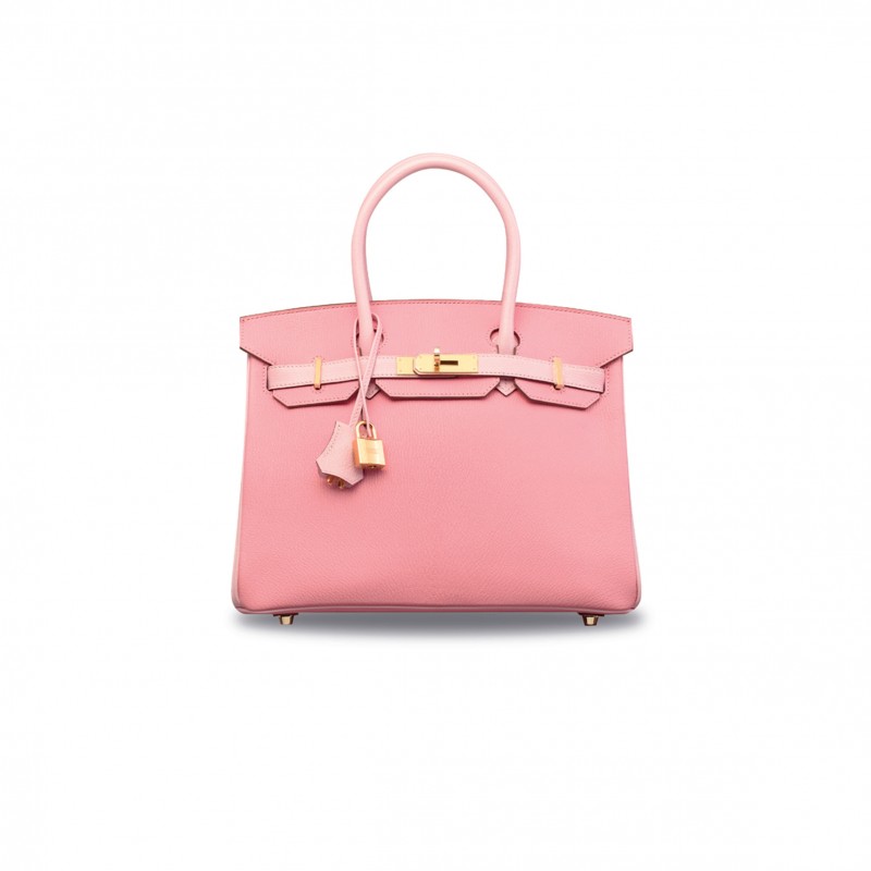HERMES BIRKIN 25 TOGO LEATHER MILKSHAKE POWDER AND CHERRY BLOSSOM POWDER GOLD BUCKLE BAG H028365CC03 (25*20*13cm)