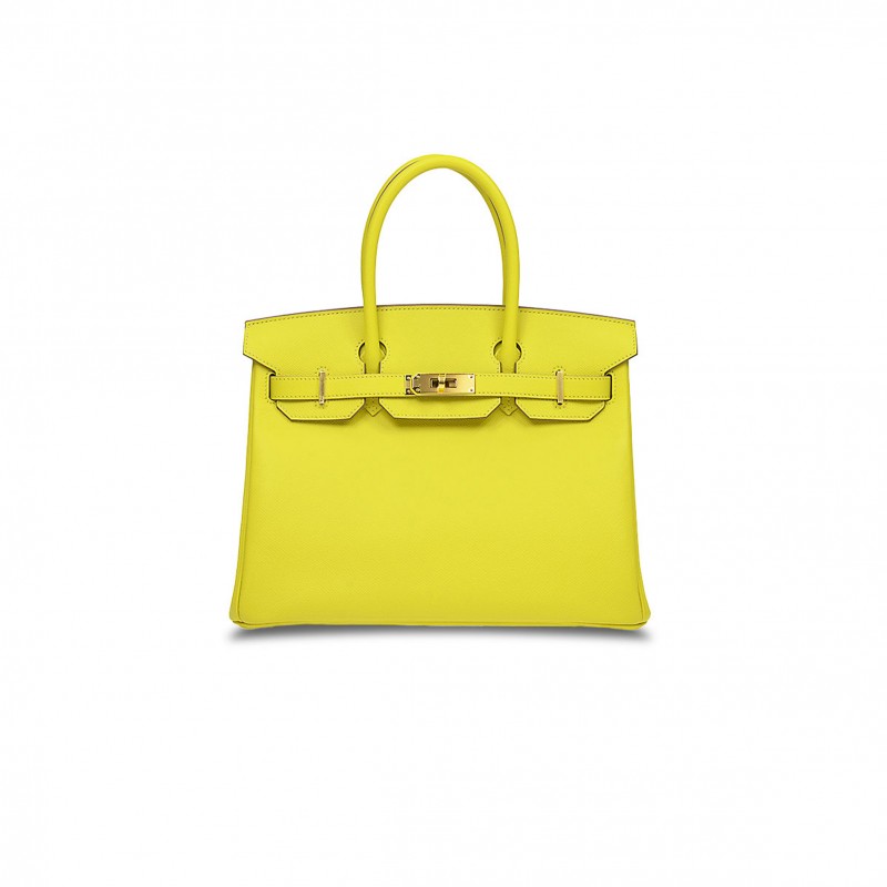 HERMES MASTER BIRKIN 30 EPSOM LEATHER LEMON YELLOW GOLD BUCKLE HIGH END BAG H028369CC9R (30*23*15cm)