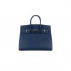 HERMES BIRKIN 25 EPSOM LEATHER ROYAL BLUE SILVER BUCKLE BAG 1274381 (25*20*13cm)