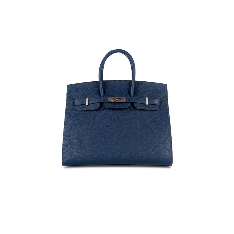 HERMES BIRKIN 25 EPSOM LEATHER ROYAL BLUE SILVER BUCKLE BAG 1274381 (25*20*13cm)