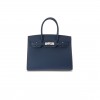 HERMES MASTER BIRKIN 30 EPSOM LEATHER DUCK BLUE SILVER BUCKLE PLATINUM BAG 614760 (30*23*15cm)