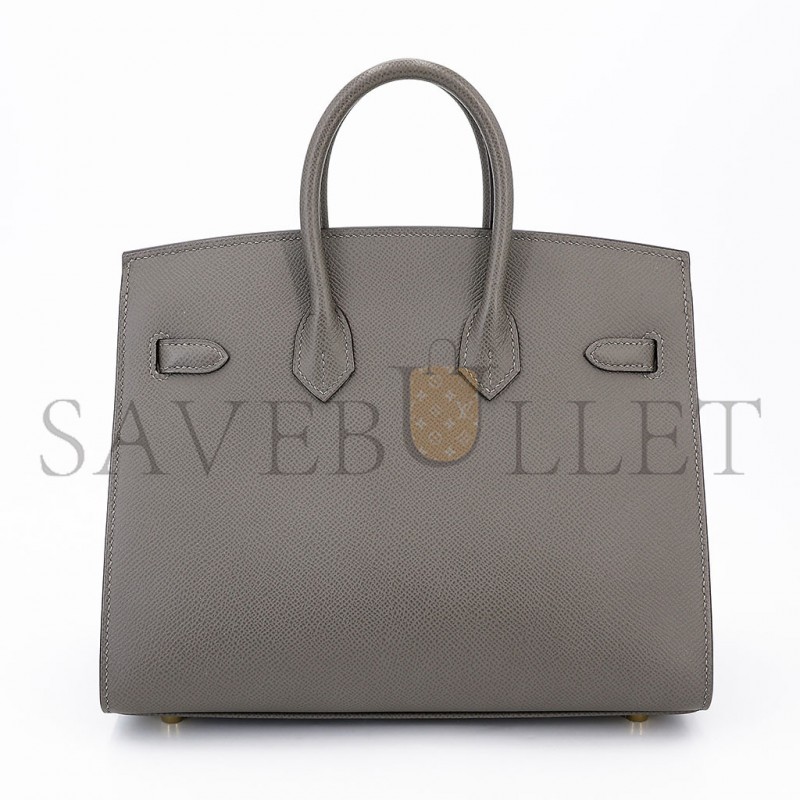 HERMES MASTER BIRKIN 25 EPSOM LEATHER PEWTER GREY GOLD BUCKLE LUXURY BAG 2935397569 (25*20*13cm)