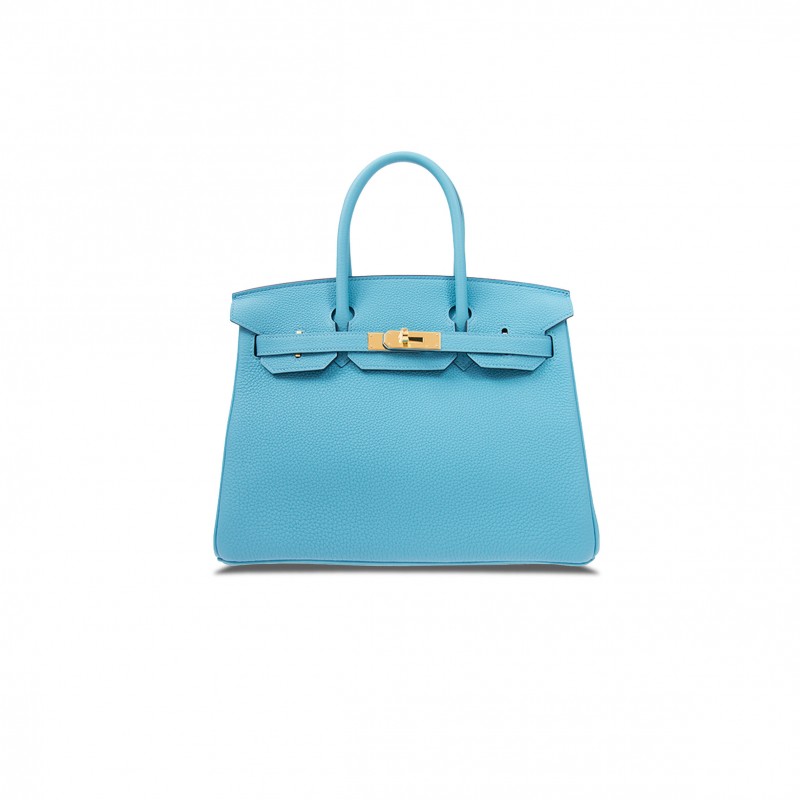HERMES BIRKIN 30 EPSOM SKY BLUE GOLD BUCKLE BAG H028369CK06 (30*23*15cm)