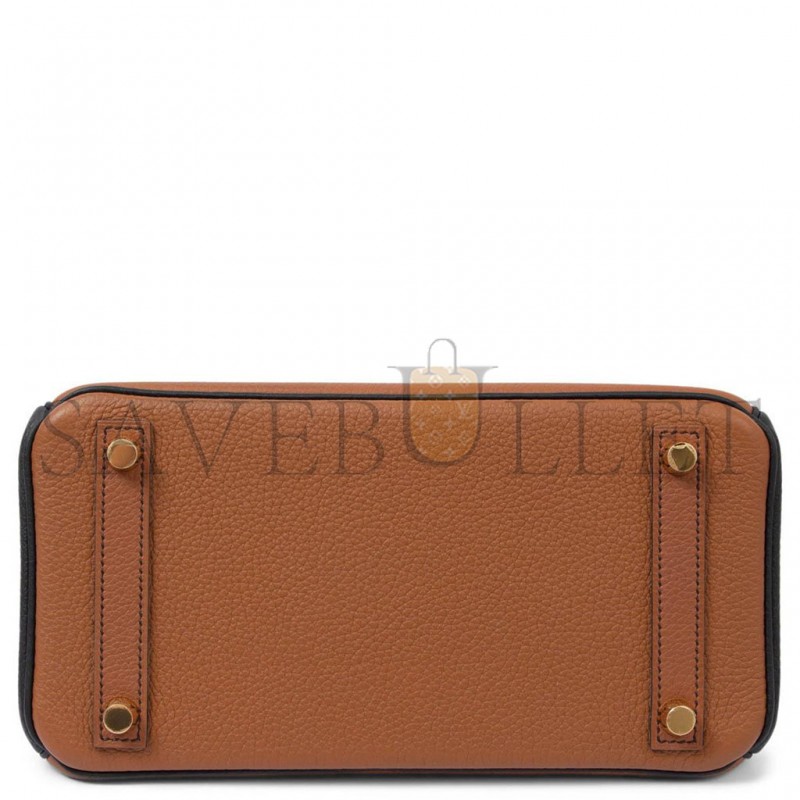 HERMES BIRKIN 25 EPSOM GOLDEN BROWN AND BLACK GOLD BUCKLE 1380217481102 (25*18*13cm)