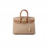 HERMES BIRKIN 30 EPSOM TRENCH COAT GREY AND GOLDEN BROWN GOLD BUTTONS H028369CK21 (30*23*15cm)