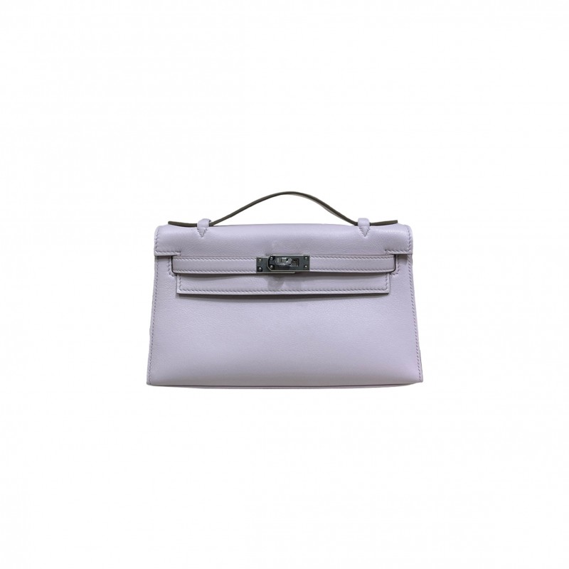 HERMÈS MASTER  KELLY GENERATION 22CM ORIGINAL IMPORTED SWIFT LEATHER FANTASY PINK PURPLE GOLD AND SILVER BUCKLE (22*14*7cm) 