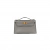 HERMÈS MASTER GRIS MEYER GRAY SWIFT LEATHER KELLY POCHETTE CLUTCH BAG W GOLD (22*14*7cm) 