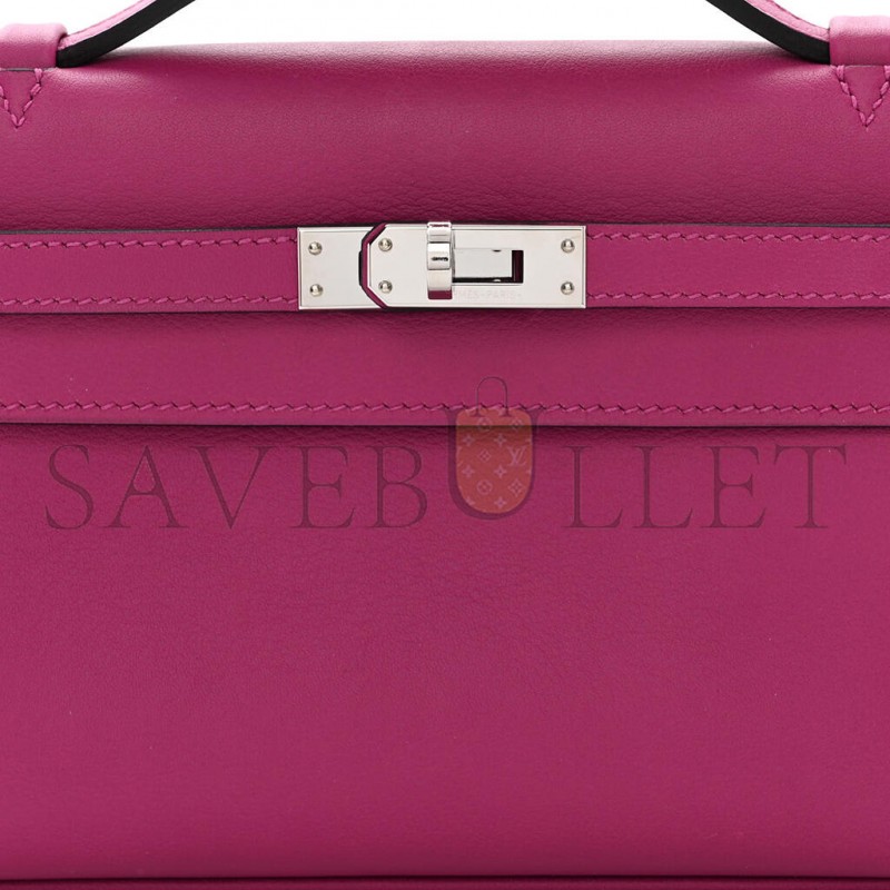 HERMÈS MASTER SWIFT KELLY POCHETTE CLUTCH ROSE POURPRE (22*14*7cm) 